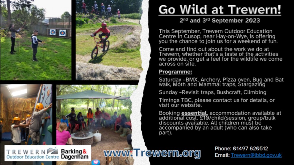 Image of advert, more details given below. Features BMX, Archery, Bushcraft and Climbing